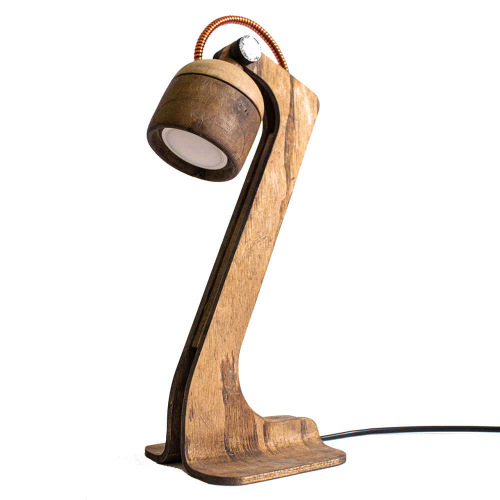 Lampe de bureau réglable en bois – Fabriquée à la main B12