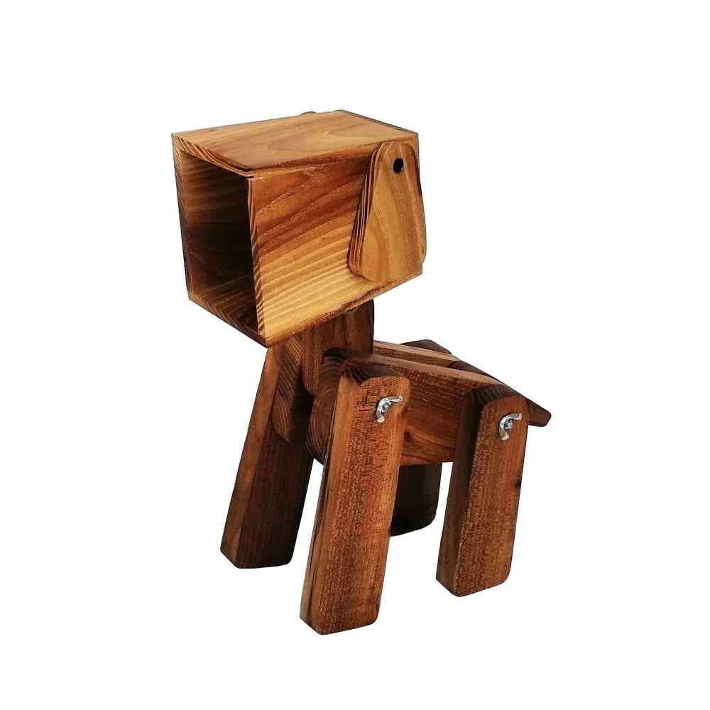 Lampe de bureau en bois fantaisie – chien fait main et réglable