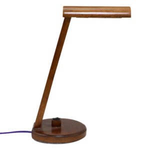 Lampe de bureau réglable en bois – Fabriquée à la main ronde