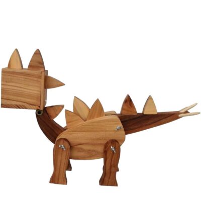 Lampe de bureau en bois fantaisie – stégosaure fait main et réglable