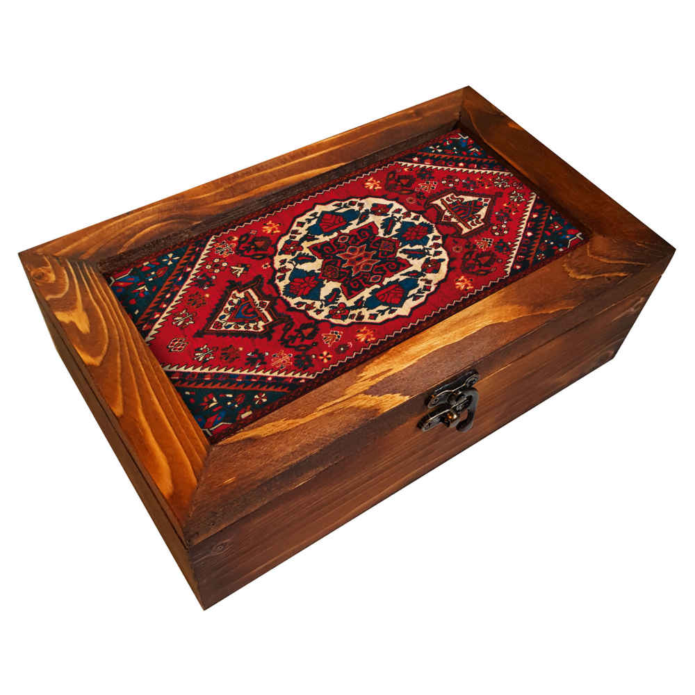 Boîte de Rangement pour Couverts en Bois Modèle Tapis