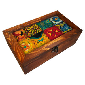 Boîte de Rangement pour Couverts en Bois Modèle Carreau