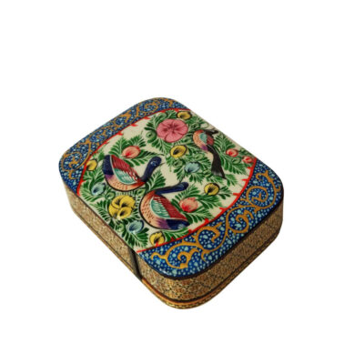 Boîte de cartes à jouer en bois persan – Décoration émaillée Khatam Chakavak