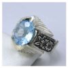 Bague en argent Topaze Bleue persane pour homme Arka