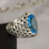 Bague en argent Topaze Bleue persane pour homme Musa