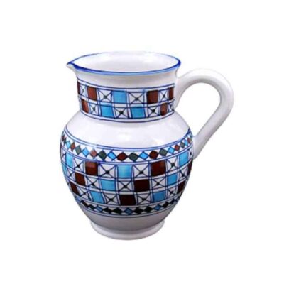Pichet en porcelaine motif à carreaux Morvarid