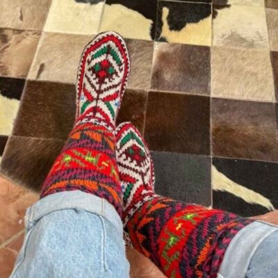 Chaussettes en coton tissées à la main perses pour femmes tricotées Koohnavardi