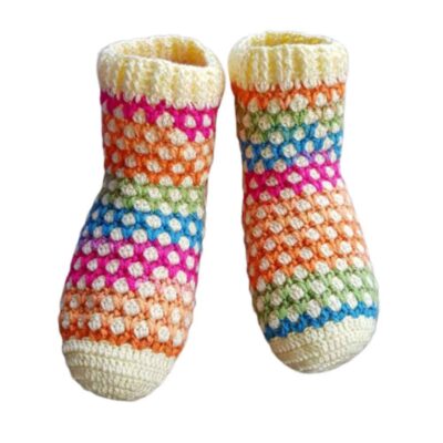 Chaussettes en coton tissées à la main perses pour femmes tricotées Rainbow