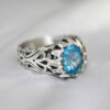 Bague en argent Topaze Bleue persane pour homme Rekab