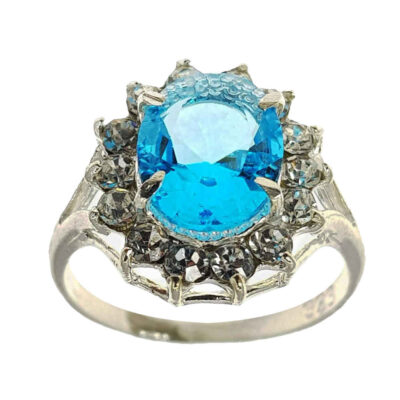 Bague en argent Topaze Bleue pour femme Sahar