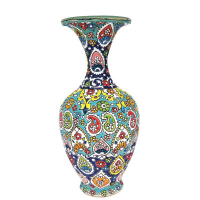 Vase décoratif peint à la main avec émail Minakari persan Paisley