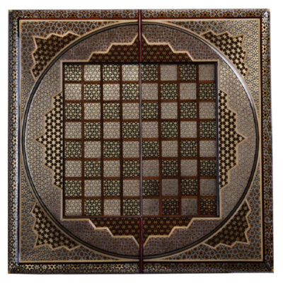 Plateau d’Échecs en Bois Khatamkari Persan Modèle Royal