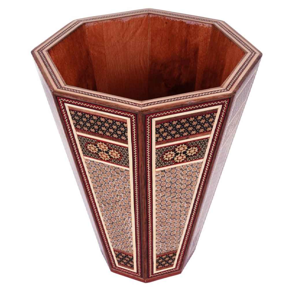 Corbeille à papier en bois persan – Motif floral en Khatamkari
