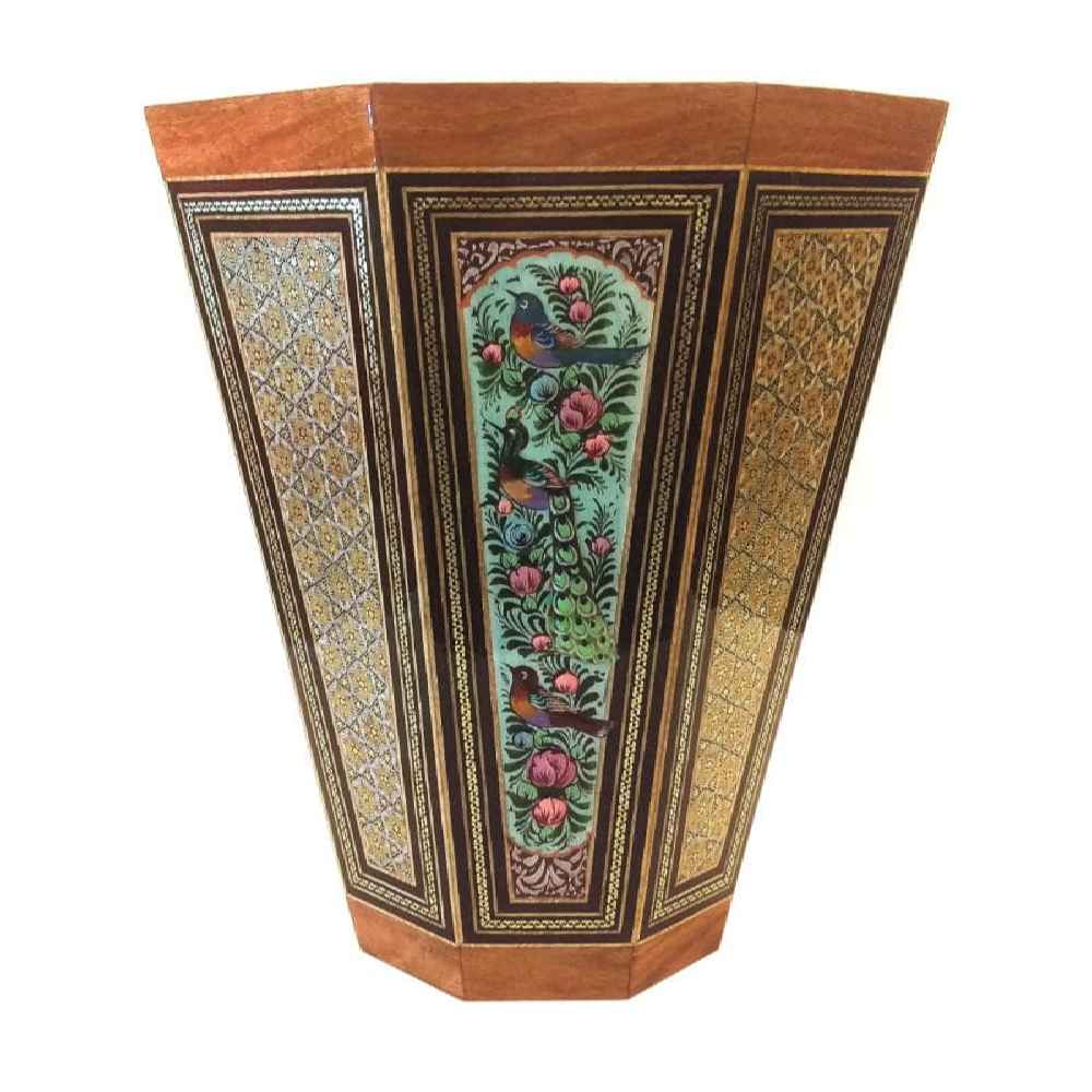 Corbeille à papier en bois persan – Style Golestan en Khatamkari