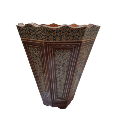 Corbeille à papier en bois persan – Motif Helal en Khatamkari