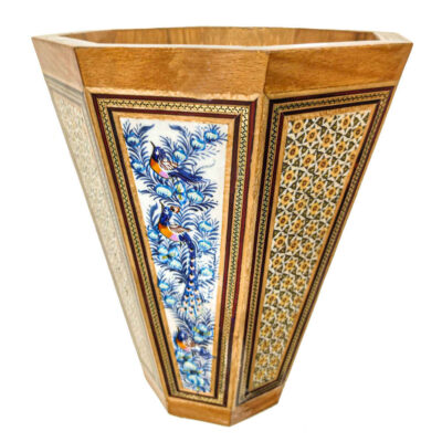 Corbeille à papier en bois persan – Style Kiarash en Khatamkari