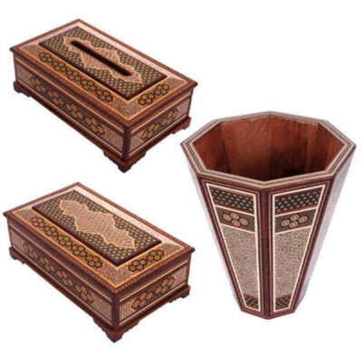 Ensemble corbeille et boîte à mouchoirs – Khatamkari Royal