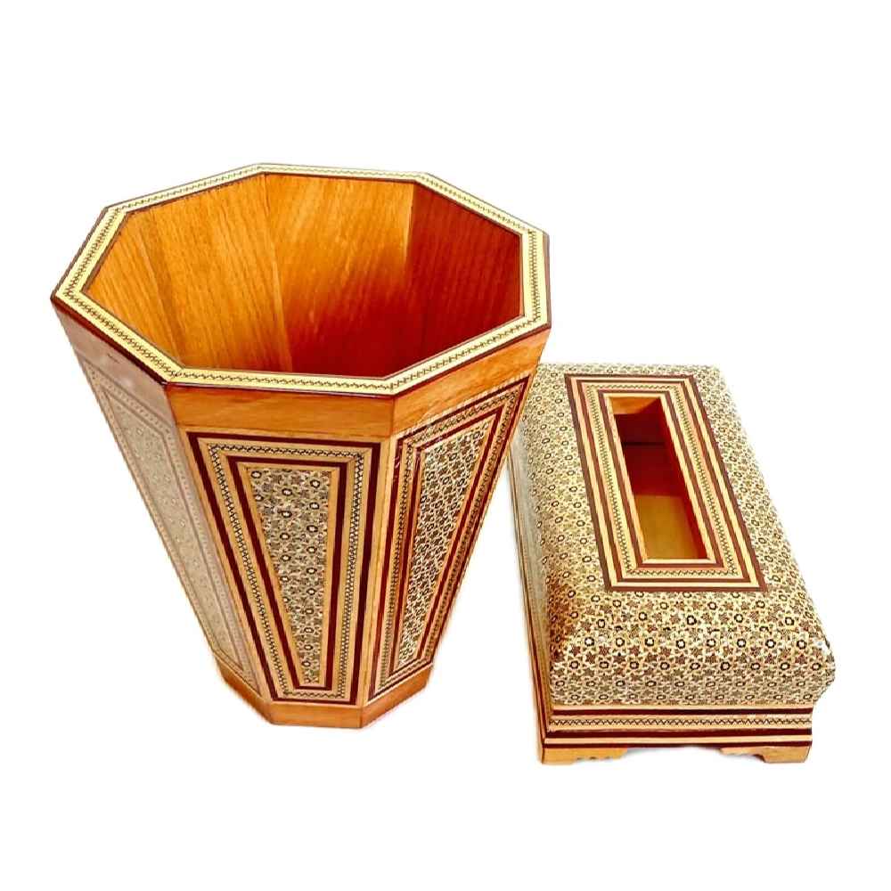Ensemble corbeille et boîte à mouchoirs – Khatamkari modèle Raz