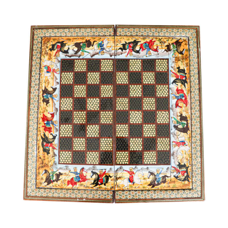 Plateau d'Échecs en Marqueterie Persane Modèle Chogan