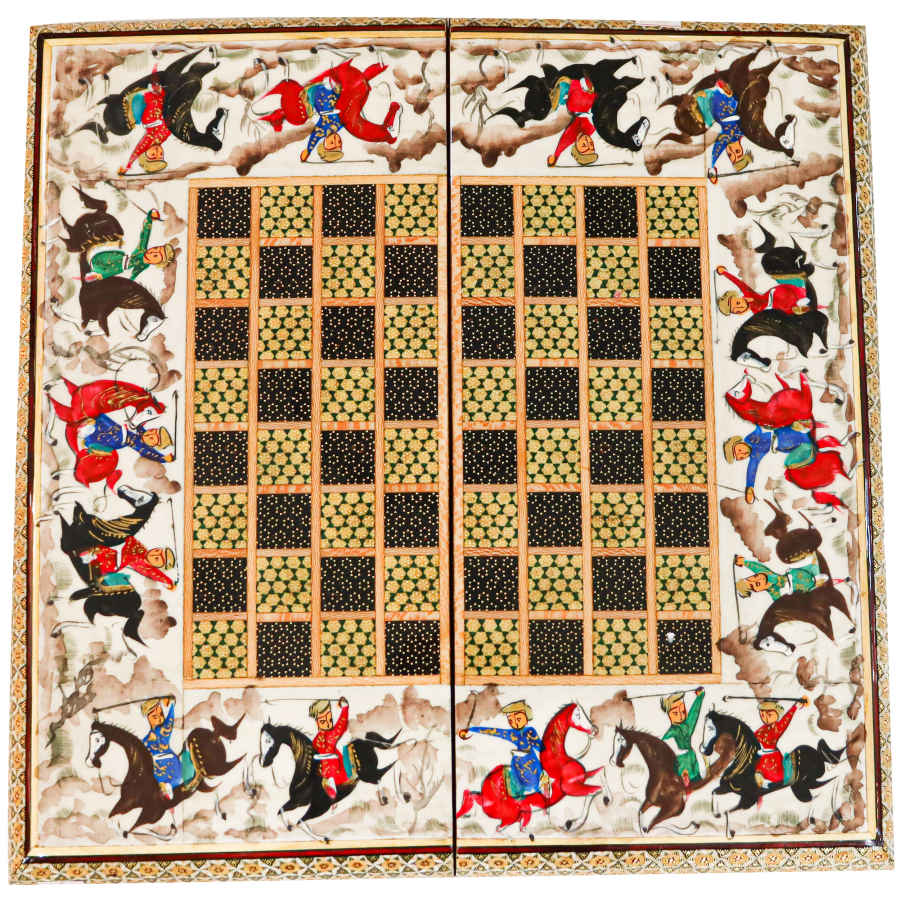 Plateau d'Échecs Khatamkari Persan Modèle Chasse