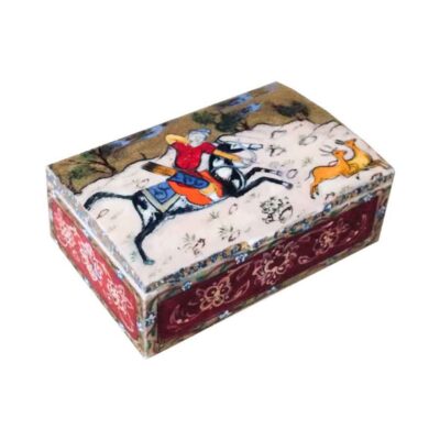 Boîte à bijoux en os artisanale avec motif Shekar d’inspiration persane
