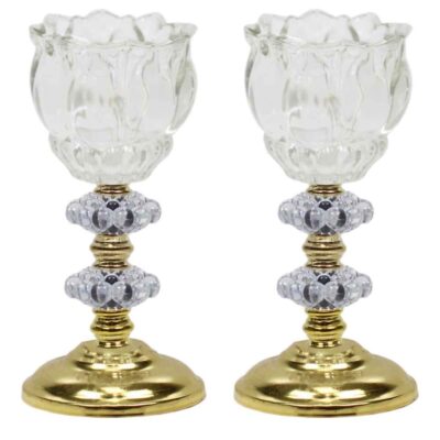 Bougeoir en cristal persan en forme de tulipe, modèle Laleh (2x)