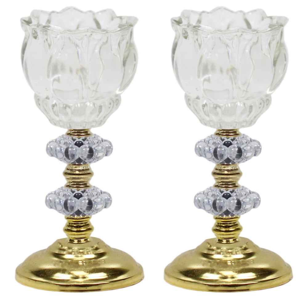 Bougeoir en cristal persan en forme de tulipe, modèle Laleh (2x)