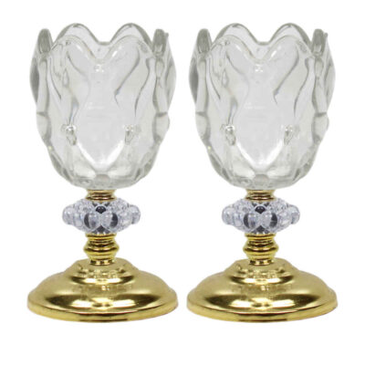Bougeoir en cristal persan en forme de tulipe, modèle Halazouni (2x)