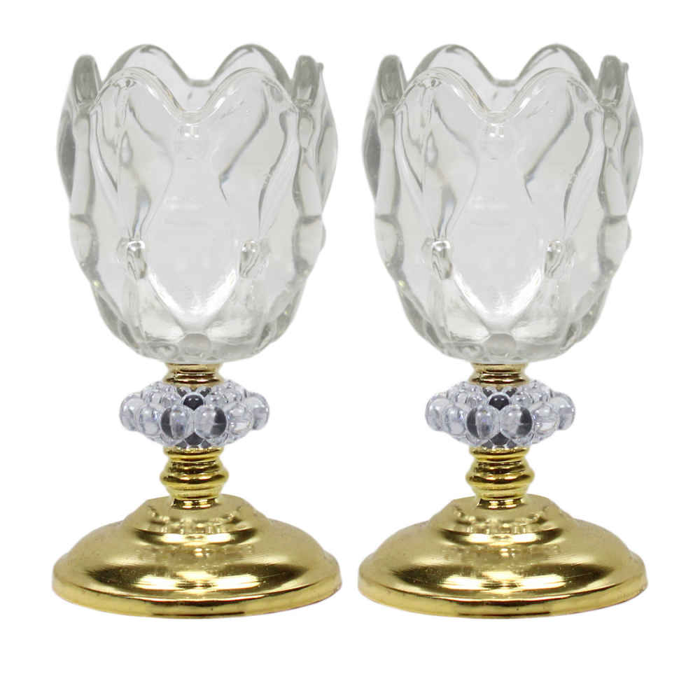 Bougeoir en cristal persan en forme de tulipe, modèle Halazouni (2x)