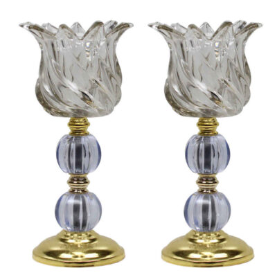 Bougeoir en cristal persan en forme de tulipe, modèle Ashki (2x)