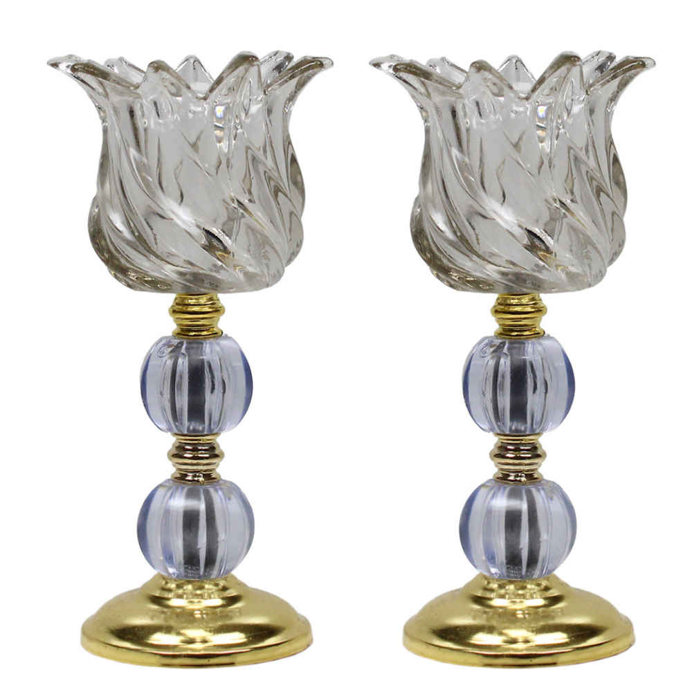 Bougeoir en cristal persan en forme de tulipe, modèle Ashki (2x)