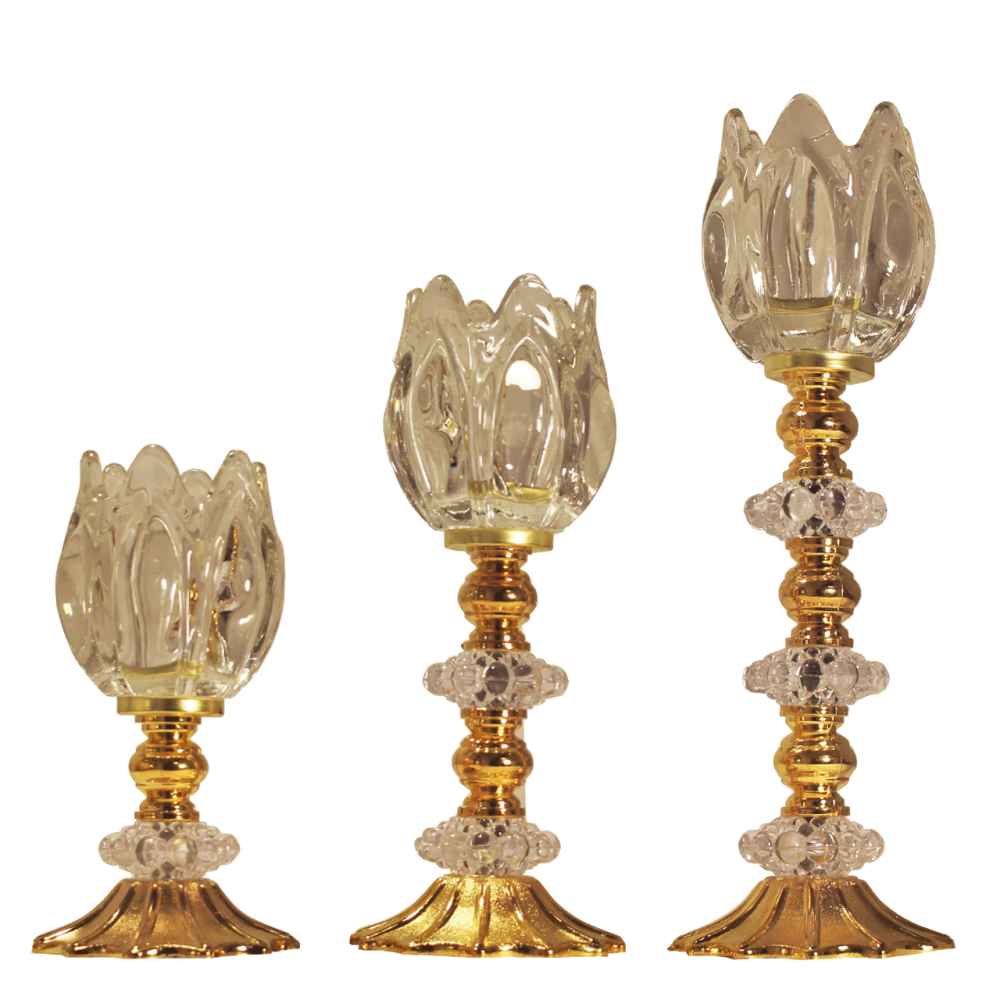 Bougeoir en cristal persan en forme de tulipe, set de 3