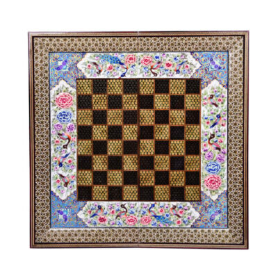 Plateau d’Échecs en Bois Khatamkari Persan Modèle Jalal