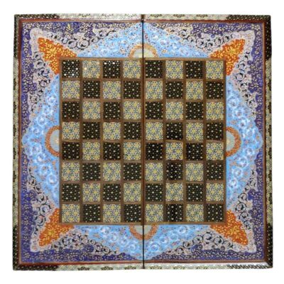 Plateau d’Échecs en Marqueterie Incrustée en Bois Persan Modèle Sadaf