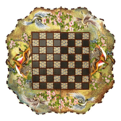 Plateau d’Échecs Khatamkari Persan Modèle Tasheir