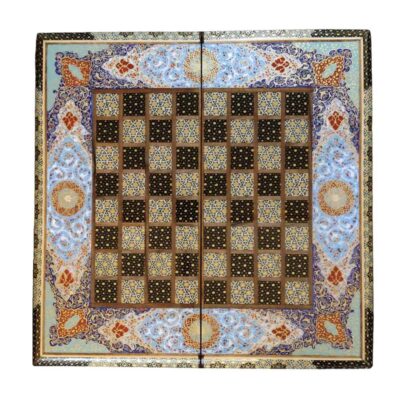 Plateau d’Échecs en Marqueterie Persane Tazhib