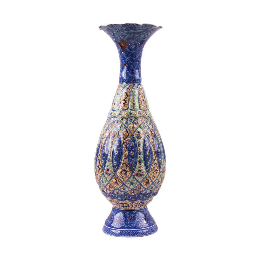 Vase en cuivre décoratif peint à la main avec émail Minakari persan Elham