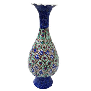 Vase en cuivre décoratif peint à la main avec émail Minakari persan Fasa