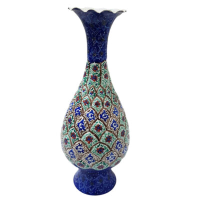 Vase en cuivre décoratif peint à la main avec émail Minakari persan Fasa