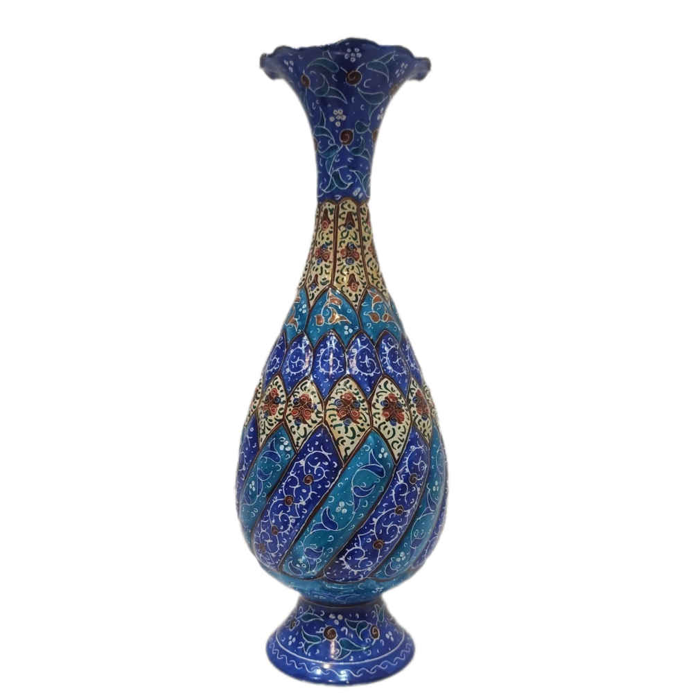 Vase en cuivre décoratif peint à la main avec émail Minakari persan Janan