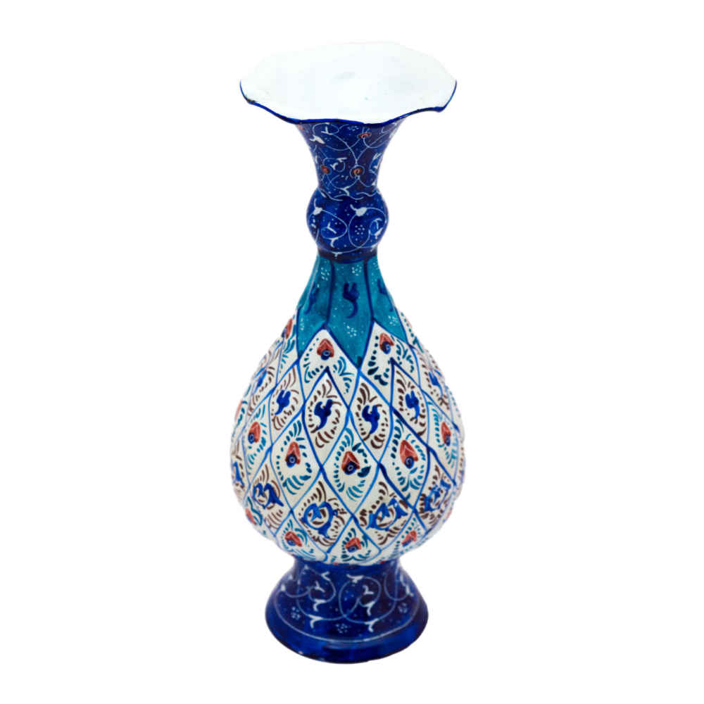 Vase en cuivre décoratif peint à la main avec émail Minakari persan Sarahi