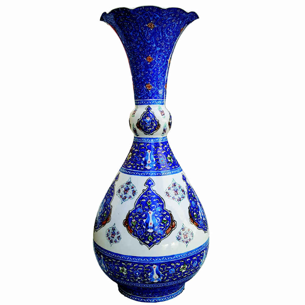 Vase en cuivre décoratif peint à la main avec émail Minakari persan Toranji