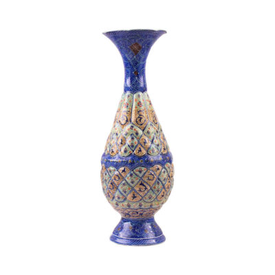 Vase en cuivre décoratif peint à la main avec émail Minakari persan Zar