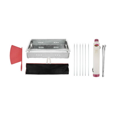 Ensemble de Gril à Charbon de Bois Portable Barbecue de Table – Acier Inoxydable & Brochettes