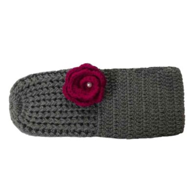 Chaussons au Crochet pour Femme en Fibre Acrylique Tricotée – Modèle Fleur