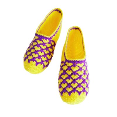 Chaussons au Crochet pour Femme en Coton Tricoté – Modèle Cœur