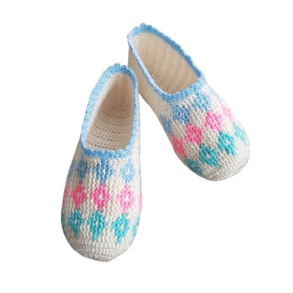 Chaussons au Crochet pour Femme en Coton Tricoté – Modèle Helia