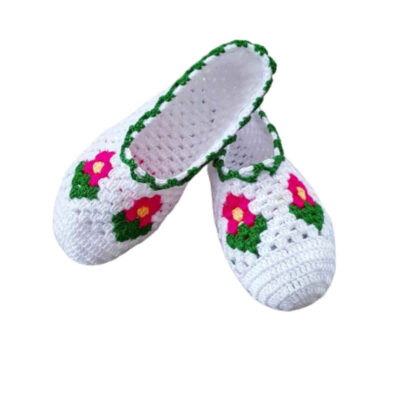 Pantoufles en crochet pour femmes en coton tricoté Modèle Helma