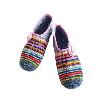 Chaussons au Crochet pour Femme en Coton Tricoté – Modèle Hiva