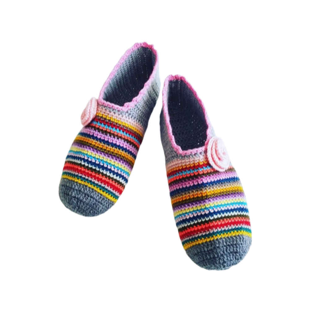 Chaussons au Crochet pour Femme en Coton Tricoté – Modèle Hiva